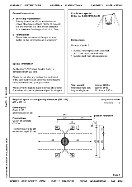 Timberplay Swings - Cradle Nest - Installation Instructions