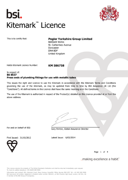 XPress Copper Gas - BSI Kitemark Licence