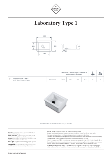 Laboratory Type 1 Single Bowl Sink - PDS