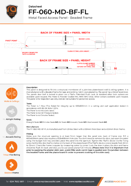 Datasheet - Flipfix One Hour Fire Rated Beaded Frame