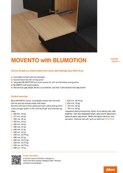 MOVENTO with BLUMOTION for Pull-out Shelves Specification Text