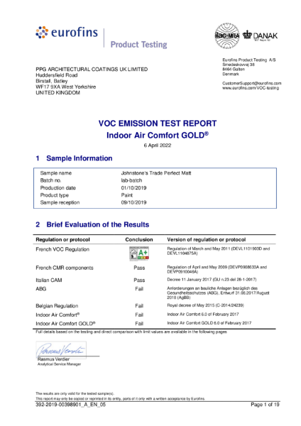 Eurofins Johnstone's Perfect Matt Indoor Air Comfort Gold