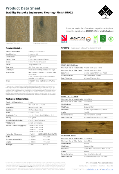 BF922 Magnitude Data Sheet