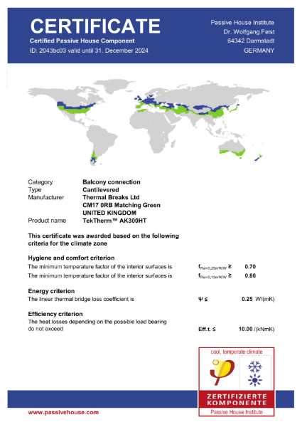 Certified Passive House Component TekTherm™ AK300HT