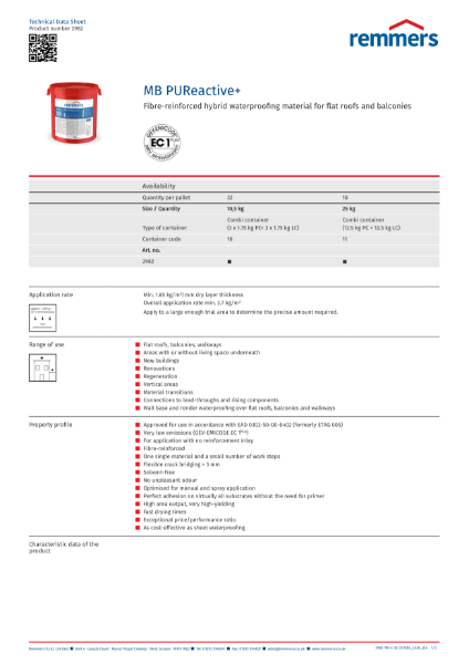 Technical Data Sheet - MB PUReactive+