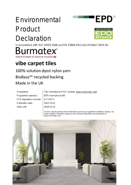 EPD certificate for vibe® carpet tiles