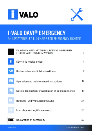 I-Valo DAVI EMERGENCY - Käyttöohje