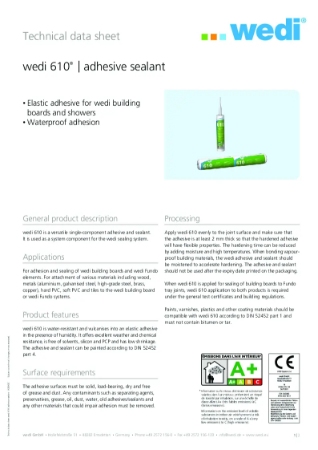 Technical datasheet - wedi 610 adhesive sealant