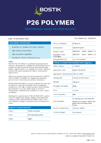 Bostik Professional P26 Polymer TDS