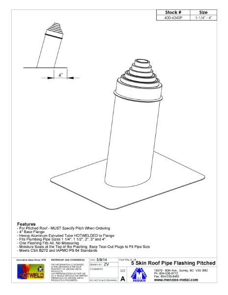 TECHNICAL DRAWING - MULTI-FLASH PIPE FLASHING PITCHED