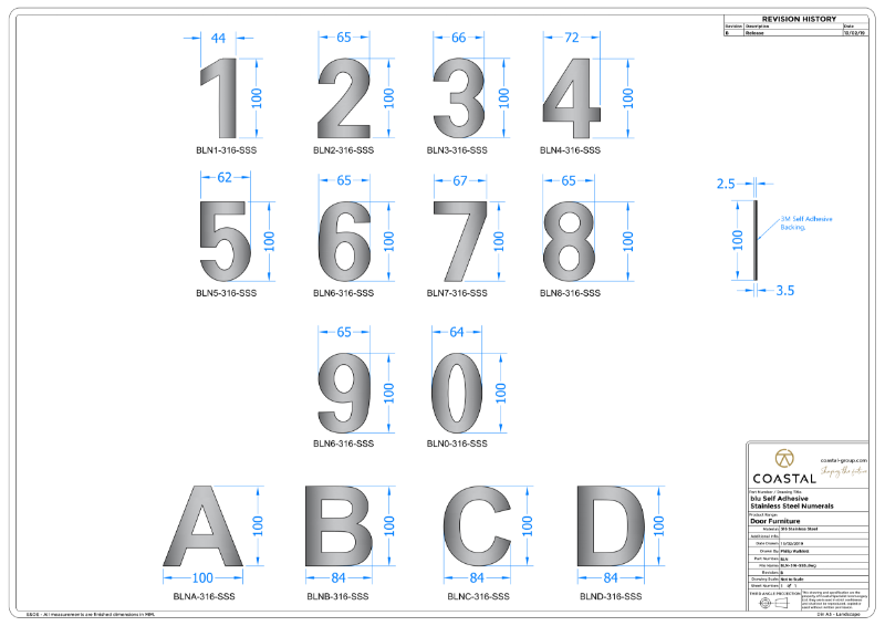 BLU™ - BLN Door Numerals CAD