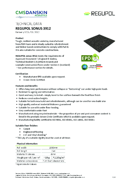 REGUPOL sonus 3912 (REGUPOL 3912) - TD-en-UK Release 15 09 2025