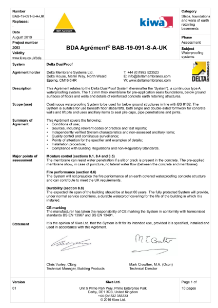 BDA Certificate - Delta DualProof