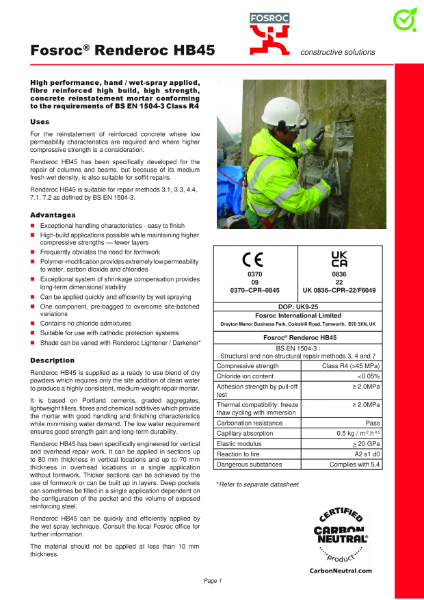 Renderoc HB45 Technical Datasheet