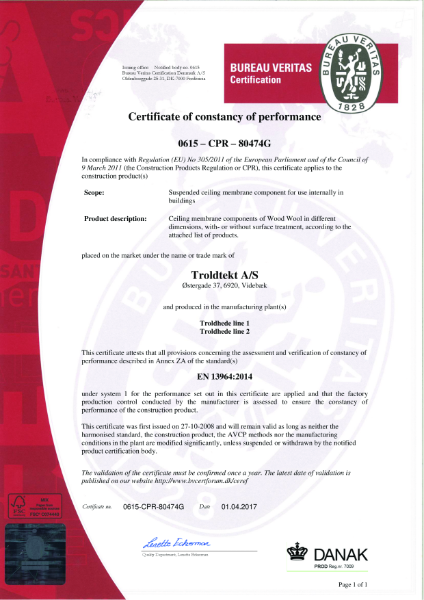 Certificate of Conformity - EN 13964