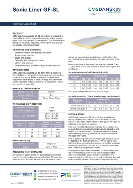 Sonic Liner GF-SL - Technical Data Sheet