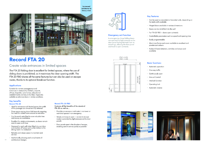 Record FTA 20 Bi-Folding Door Datasheet