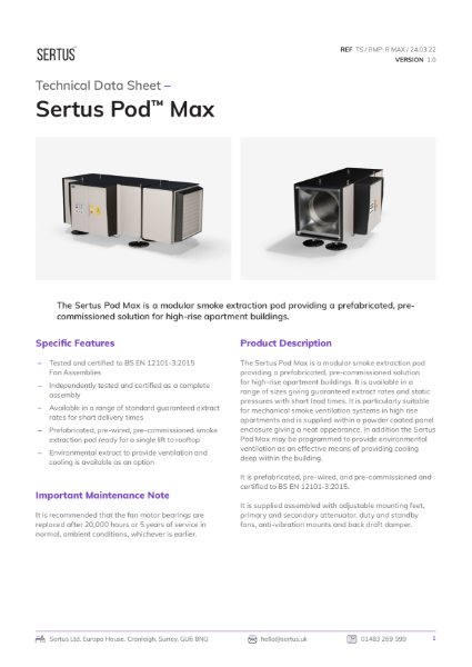 Sertus Pod Max Technical Data Sheet