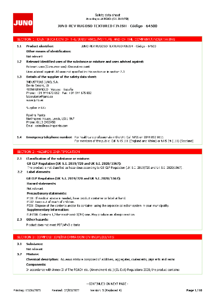 Juno-Rev Textured Coating - Safety Datasheet
