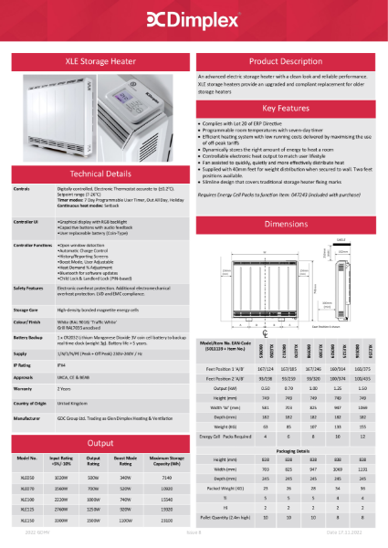 XLE Spec Sheet