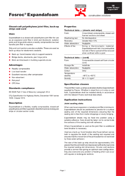 Expandafoam Product Data Sheet