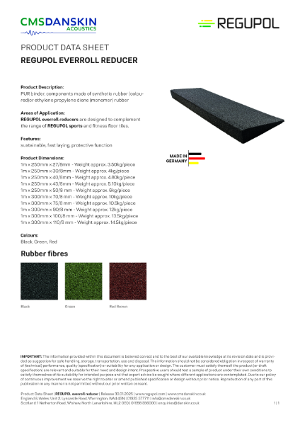 REGUPOL everroll-reducer - Product Data Sheet