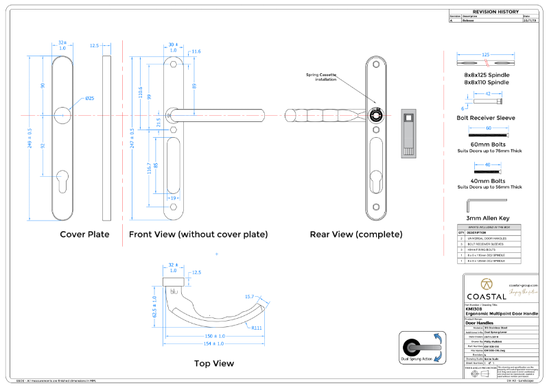 BLU™ - KM130 Ergonomic Lever Door Handle CAD