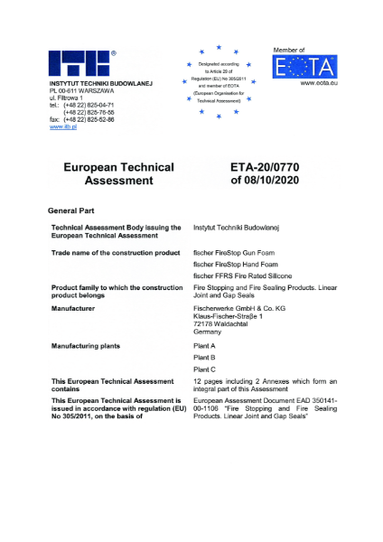 European Technical Assessment ETA 20/0770
