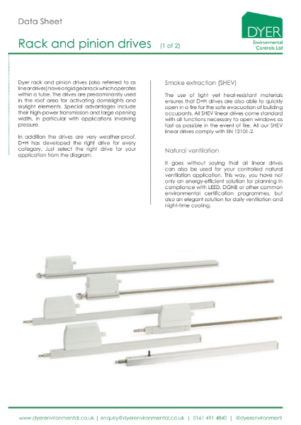 Data Sheet: Rack and Pinion Drives