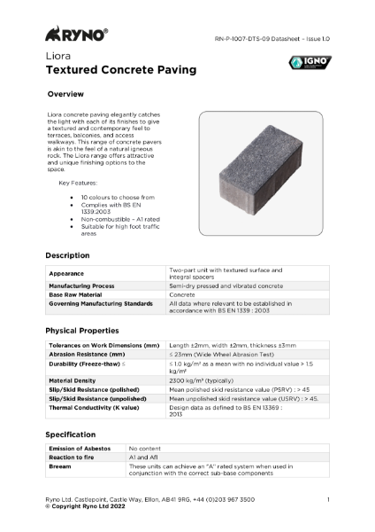 Liora Textured Concrete Paving – Datasheet