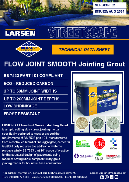 TDS - Fusion XT Flow-Joint Smooth Eco BS 7533 Type 40 Jointing Mortar
