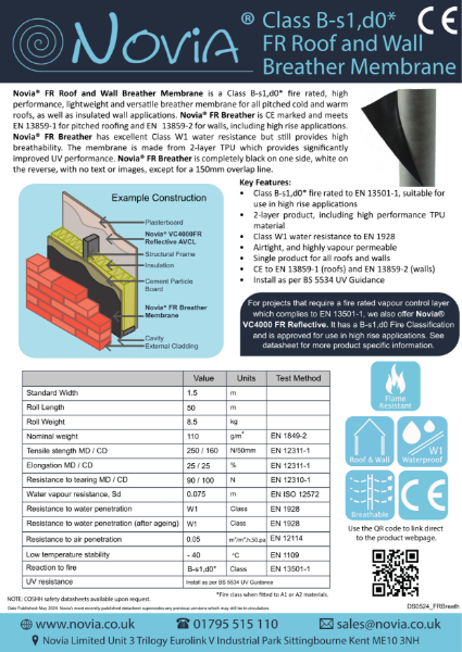 Novia FR Roof and wall Breather Membrane