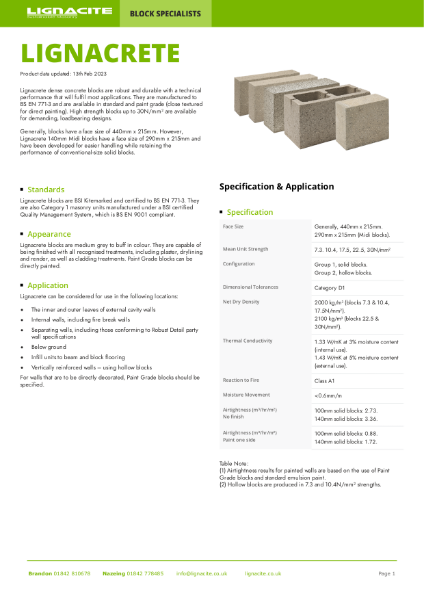 Lignacrete Dense Concrete Block Range