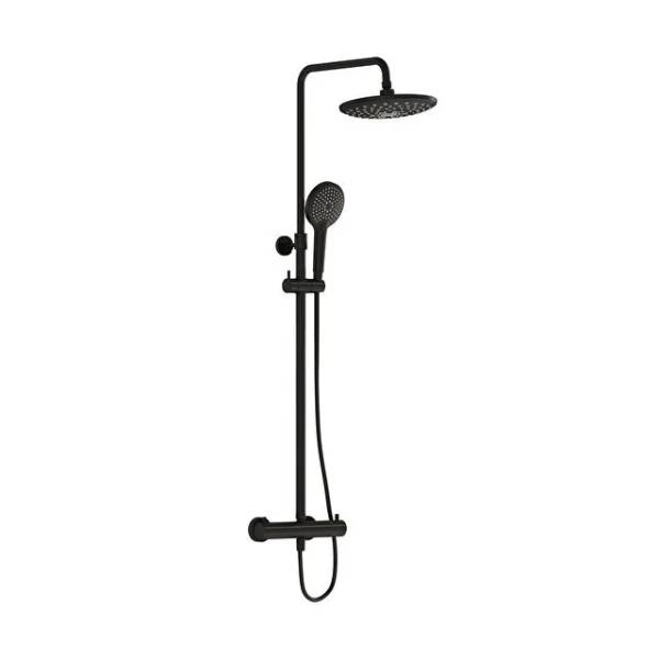 A4720536VUK- Aquaheat Bliss 240 thermostatic shower column with 2F overhead, Matt Black - Shower Set