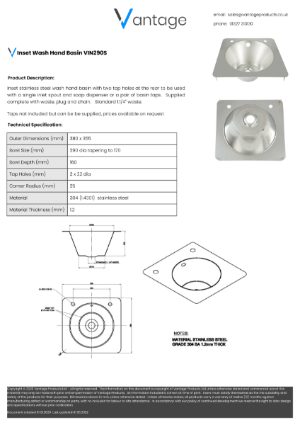 Product Data Sheet - VIN290S