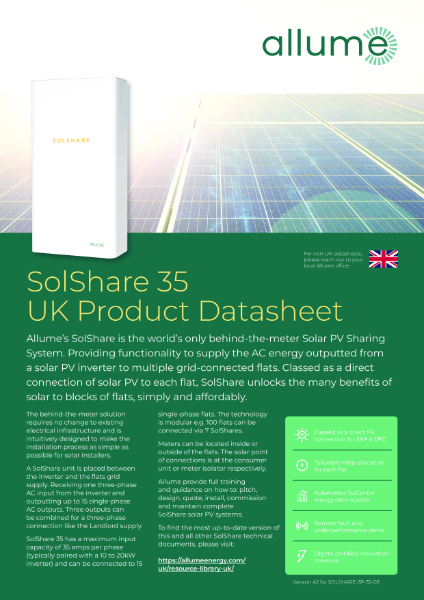 SolShare 35  - UK Product Datasheet