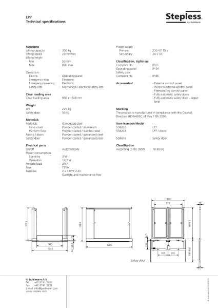 Stepless LP7 platform lift - Product Datasheet