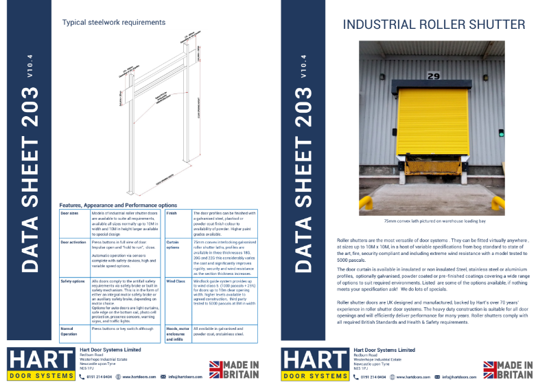 Industrial Roller Shutter - Datasheet