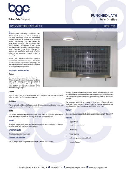 Punched Lath Roller Shutters