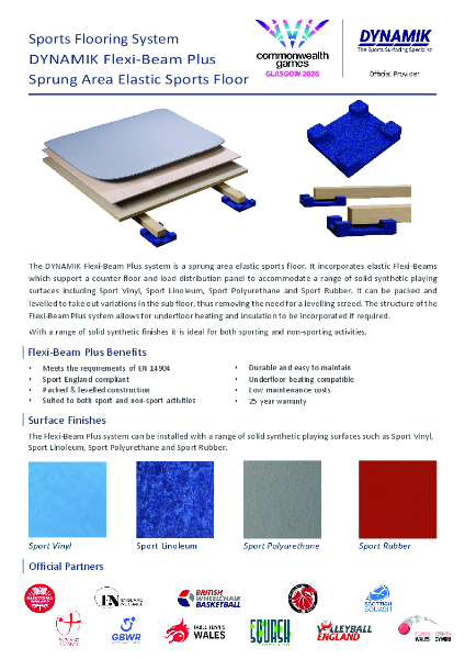 Flexi-Beam Plus Area Elastic Sprung Sports Floor