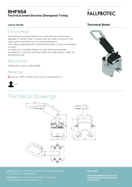 Granvia Overspeed Brake Trolley for Securail Pro (RHF554)