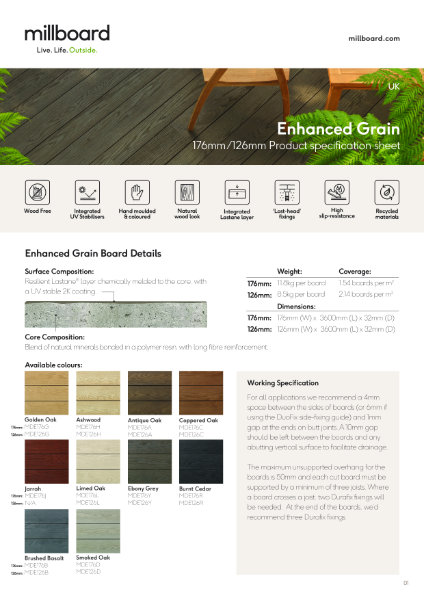 Millboard Enhanced Grain Spec Sheet