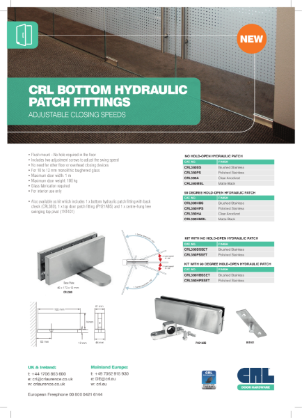 CRL Bottom Hydraulic Patch Fittings