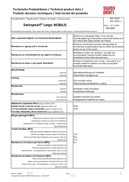 Swisspearl Nobilis Data Sheet