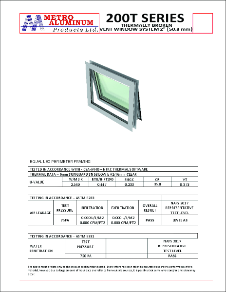200T Series Vent  Equal Leg - Thermal, Air and Water - Refrence Chart