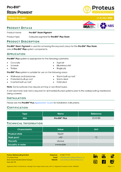 Product Data Sheet - Pro-BW® Plus Resin Pigment