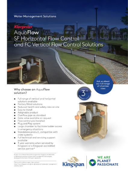Klargester AquaFlow SF Horizontal Flow Control and FC Vertical Flow Control Solutions Data Sheet
