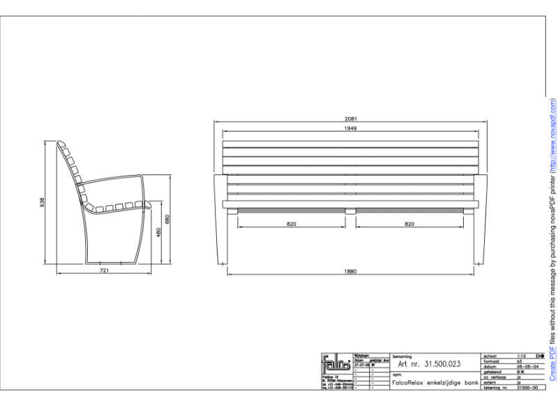 FalcoRelax Seat – Technical Drawing