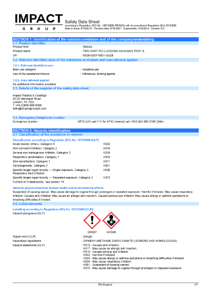 ImpactPUR® Two Part PU Cladding Adhesive - Part B