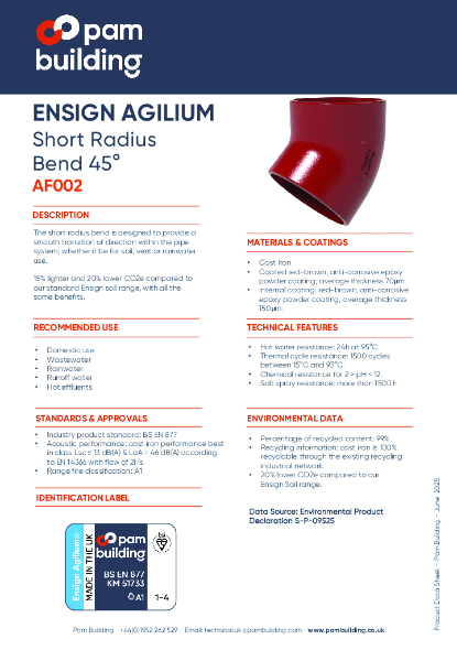 AF002 - Short Radius Bend 45°